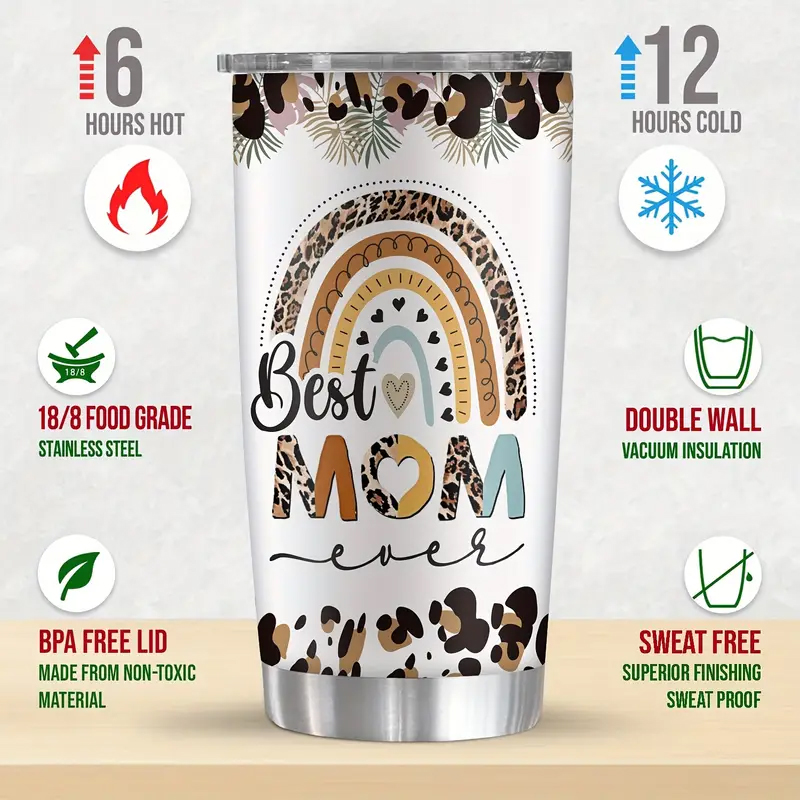 Thenaturalsoaps - Best Mom Tumbler With Lid 20oz Stainless Steel Water Bottle
